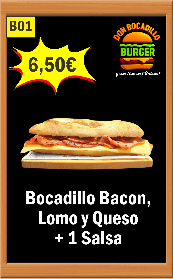 BOCADILLO BACON LOMO QUESO