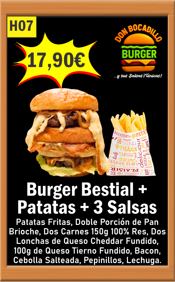 BURGER BESTIAL + PATATAS